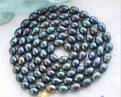 Free Shipping >>>>New hot 9-10mm Tahitian Black Natural Pearl Necklace 50