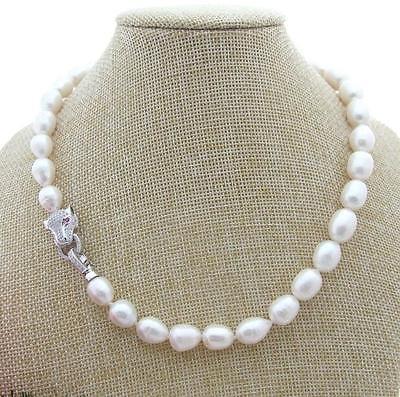 18 INCH HUGE SOUTH SEA 11-13MM WHITE BAROQUE PEARL NECKLCE Leopard Clasp