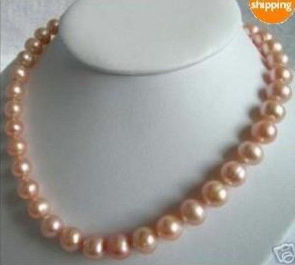 9-10mm Pink AAA+ south sea Cultured Pearl Necklace 18