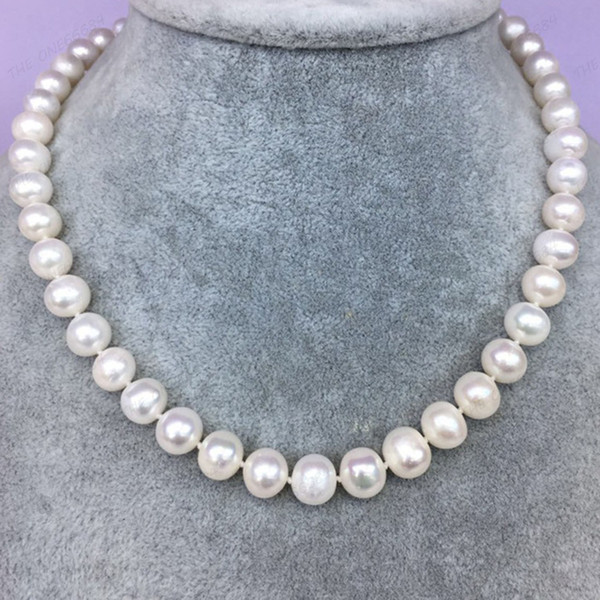 9-10mm Fiery Grace Round White Simulated Pearl Necklace