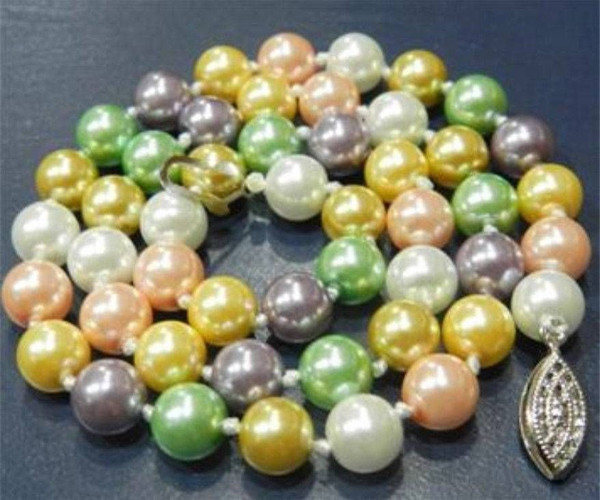 Free Shipping >>>>Beautiful 8mm Multicolor south sea shell pearl necklace 18