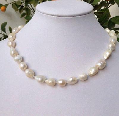 Free Shipping >>>>about 9-10 mm baroque white freshwater pearl necklace