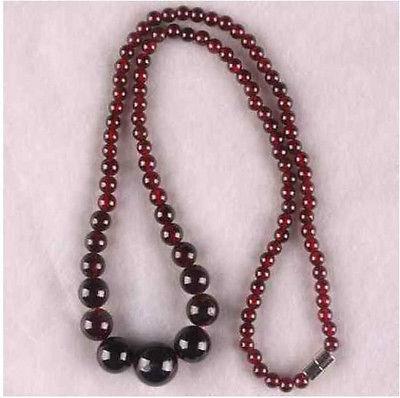 Free Shipping >>>> 5-12MM NATURAL GARNET GEMS ROUND BEADS NECKLACE 16.5