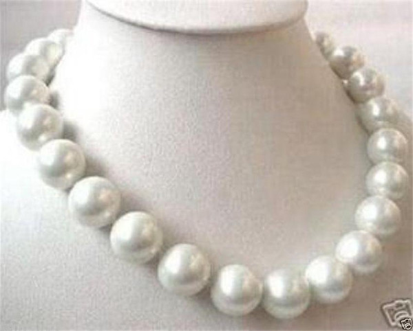 Free Shipping >>>>Big 14mm AAA White sea south SHELL PEARL necklace 18