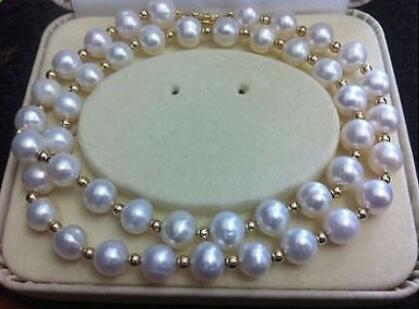 Free Shipping >>>>9-10mm akoya perfect white south sea pearl necklace 14k clasp KK0001