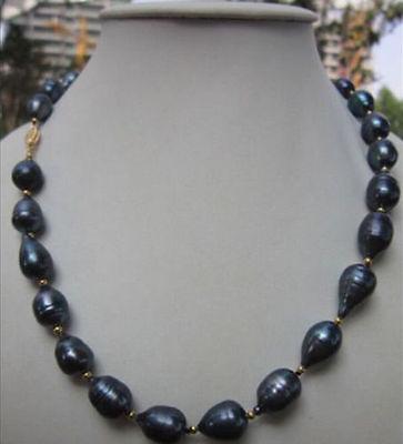 Free Shipping >>>>Hot NEW Sell 10-13MM NATURAL SOUTH SEA BLACK PEARL NECKLACE 18''