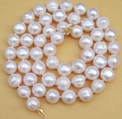 Free Shipping >>>>Real 10-11mm South Sea White Baroque Pearl Necklace