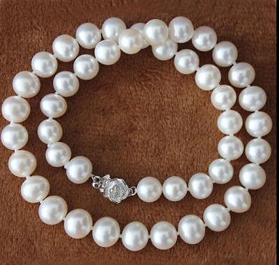 Free Shipping >>>>HOT 9-10mm White South Akoya Sea Pearl Necklace 18''AA