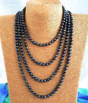 Free Shipping >>>>NEW Top fashion charming 7-8mm black freshwater pearl necklace 80