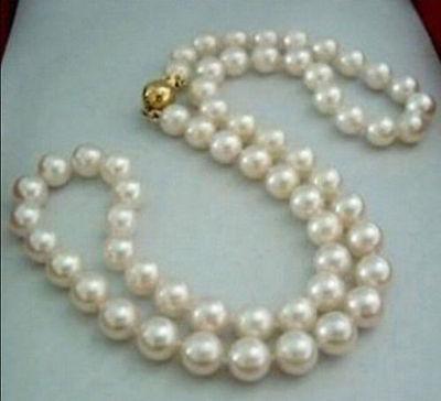 Free Shipping >>>>Natural 8-9MM White Akoya Pearl Necklace 17