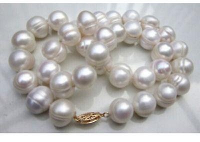 Free Shipping >>>>HUGE natural AAA+ 10-11MM South Sea White Baroque Pearl Necklace 18