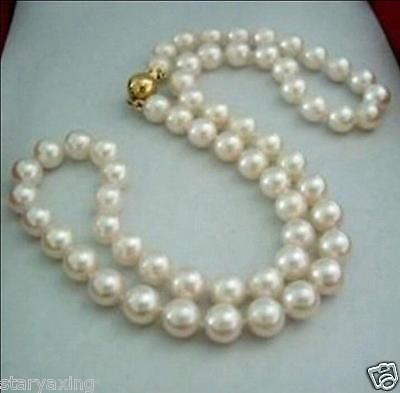 Free Shipping >>>> Details about Natural 8-9MM White Akoya Pearl Necklace 17