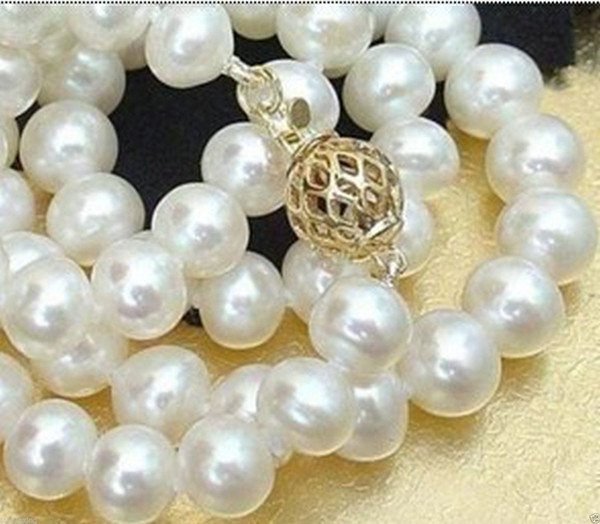 Free Shipping >>>>Exquisite 8-9mm white Freshwater cultured pearl necklace 18