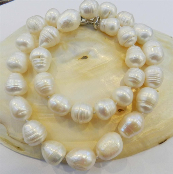 Free Shipping >>>>9-10MM WHITE REAL NATURAL PEARL NECKLACE AAA