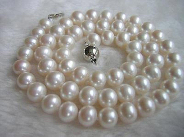 Free Shipping >>>>Fashion Exquisite 9-10MM WHITE AKOYA Cultivation PEARL NECKLACE AAA 18