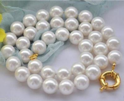 Free Shipping >>>>AAA Beautiful! 10mm Natural Round White South Sea Shell Pearl Necklace 18