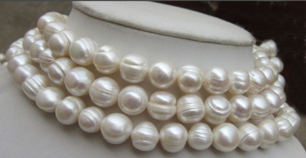 Free Shipping >>>> Natural Huge 9-10mm White south sea Cultured Pearl Necklace 50