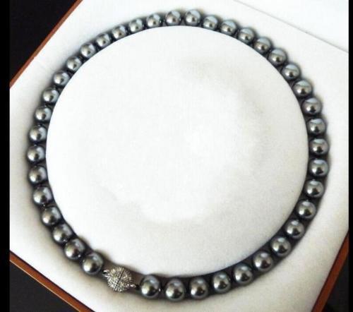 AAA+ 12MM Dark gray SOUTH SEA SHELL PEARL NECKLACE 18