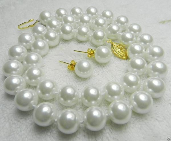 AAA 10mm White Sea South Shell Pearl Necklace 18