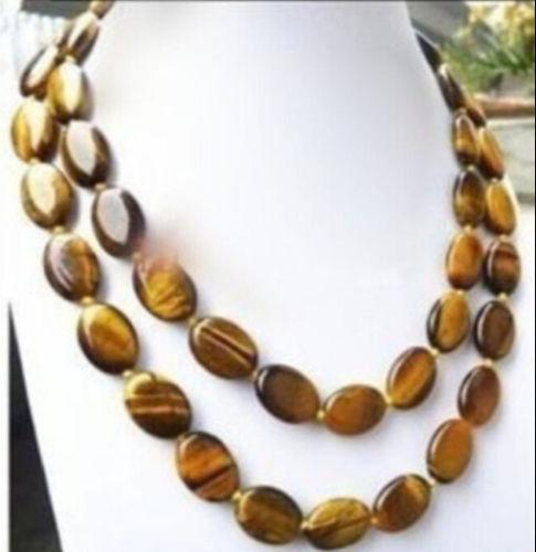 Natural 13x18MM Tiger's eye Gems Oval Beads Necklace Long 34''
