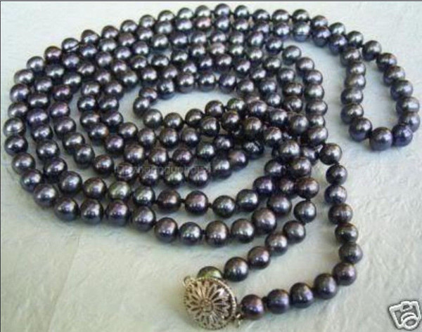 48inches long 6-7mm Black Tahitian Cultured Pearl Necklace AA