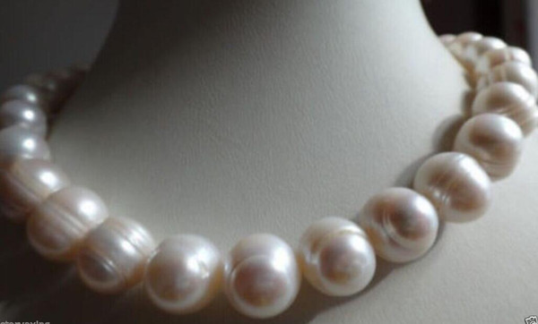 HUGE Natural 13-15MM SOUTH SEA GENUINE WHITE BAROQUE PEARL NECKLACE 18