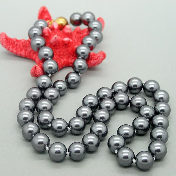Jewelry Necklace 8mm Gray Sea Shell Pearl Necklace 18''