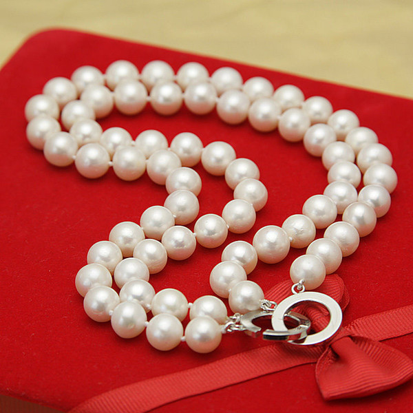 2 rows classic 9-10mm south sea white pearl necklace 18