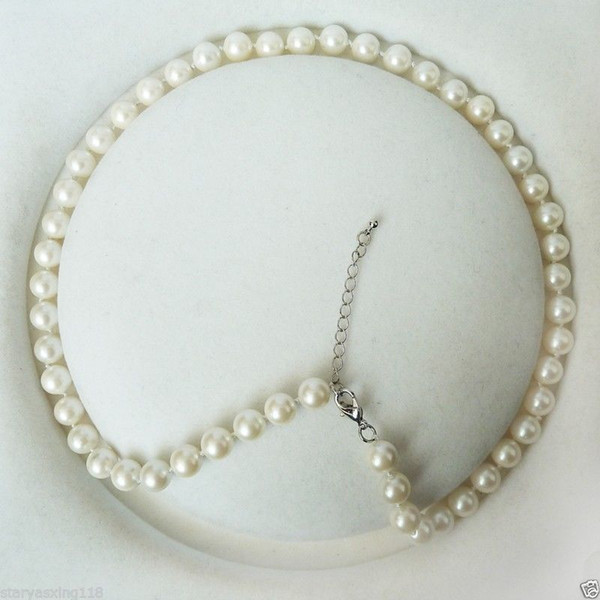 AAA+ 10mm round pearl white color shell pearl fashion necklace18