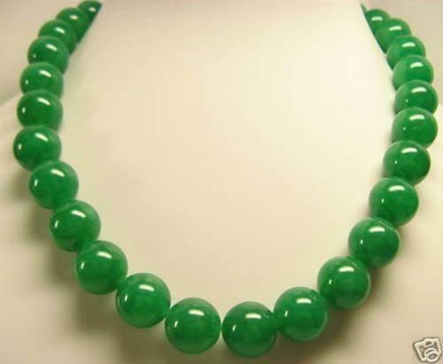 new design natural 12mm green jade necklace 18''
