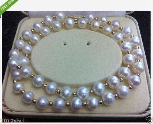 Noblest 9-10mm beautiful white south sea pearl necklace 18