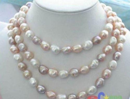9-10mm baroque multicolor freshwater pearl necklace 47