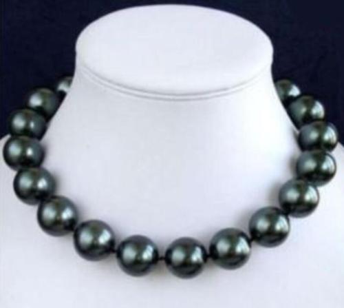 14MM AAA Schwarz South Sea Shell Perlenkette 46CM
