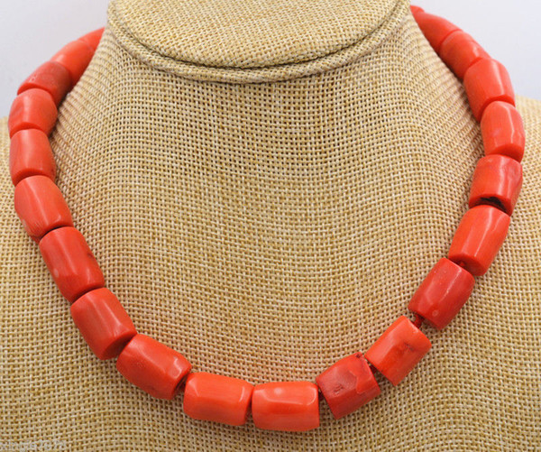 Genuine Natural High Quality Orange Coral Gemstone Princess Necklace18