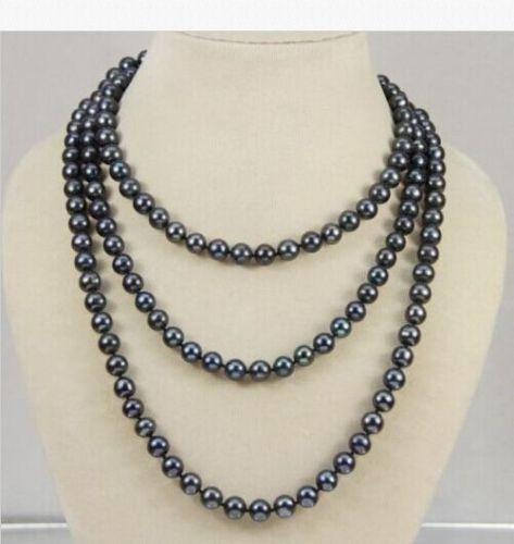 9-10mm natural tahitian black pearl necklace 38inch
