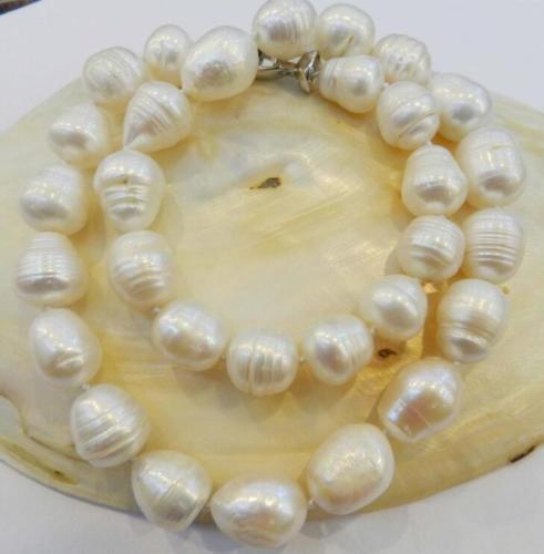 REAL NATURAL 12-13MM WHITE freshwater PEARL NECKLACE 18