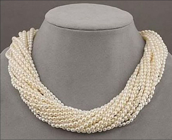12 strands Very beautiful AAA+ south sea white seed pearl twisted necklace 18