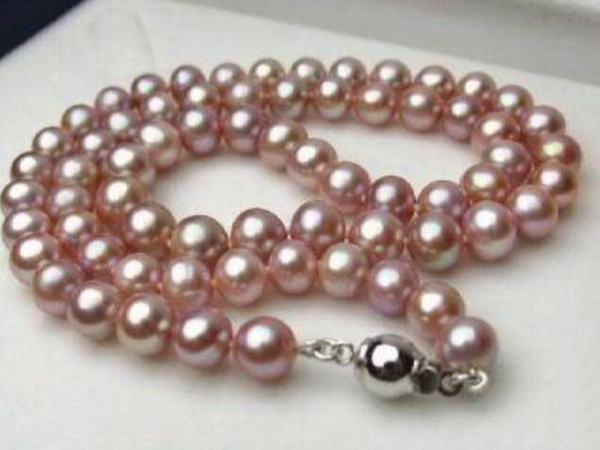 Details about 7-8MM Genuine Natural Lavender akoya cultured pearl necklace 18