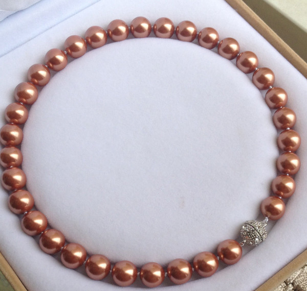 12mm South Shell Pearl Gemstones Round Beads Necklace Magnet Clasp AAA Grade