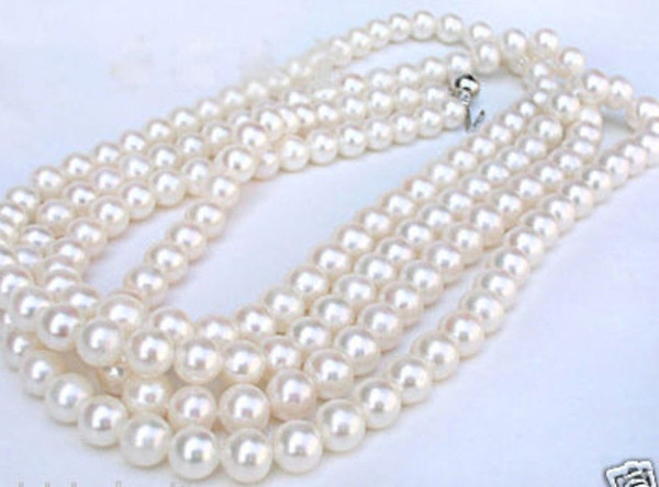 perfect round AAA 6-7MM white Seawater pearl necklace 50