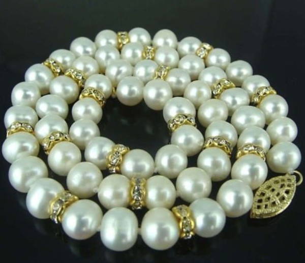 9-10MM REAL SOUTH SEA WHITE PEARL NECKLACE 14k