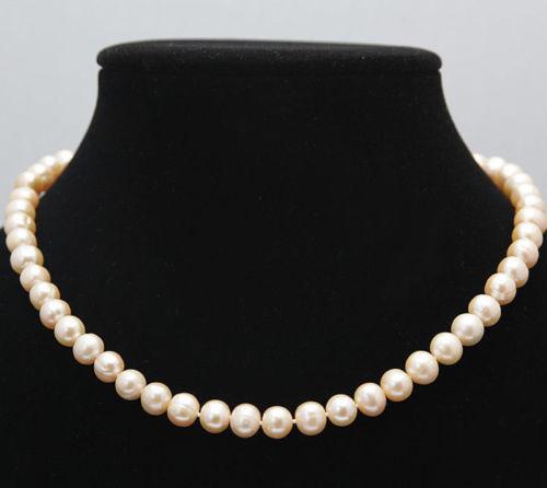 8-9MM Genuine Natural Pink Akoya Cultured Pearl necklace 18