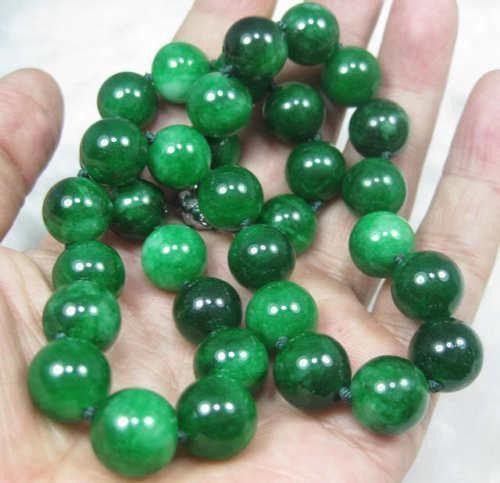 Natural 10mm Round GREEN JADE Gemstone NECKLACE 18