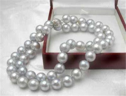Pretty 8-9MM Gray feshwater Pearl Necklace 18