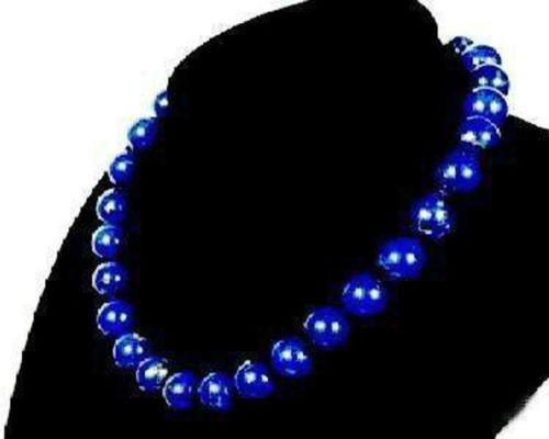 FFREE SHIPPING**Stunning!10mm Egyptian Lapis Lazuli Necklace AAA 18''