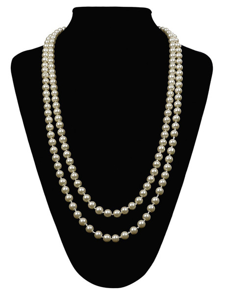 Women's Great Gatsby Faux Pearls Flapper Beads Cluster Long 1920s Necklace 59''