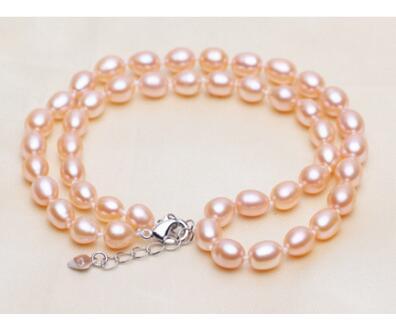 AAA 8-9 mm Natural South Sea Gold Pink Pearl Necklace 18 