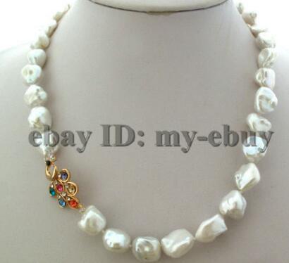 White Baroque Keshi Keishi Freshwater Pearl Necklace 19