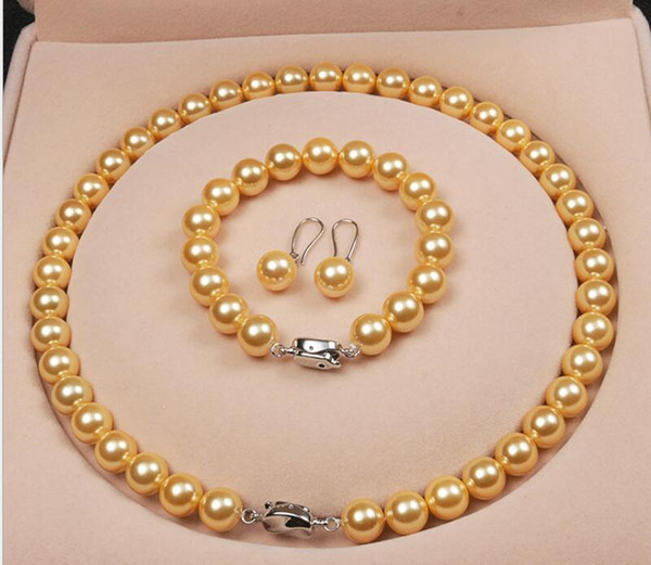 AAA+ 10MM Gold SOUTH SEA SHELL PEARL NECKLACE 18