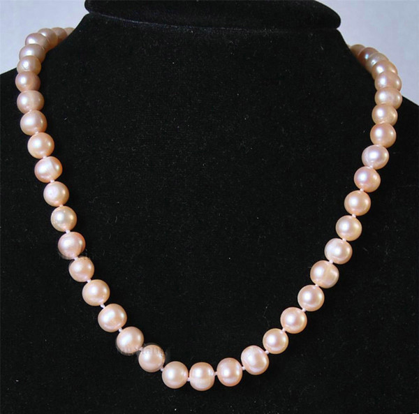 20inch 8-9MM Real Natural Pink Akoya Cultured Pearl Jewelry necklace